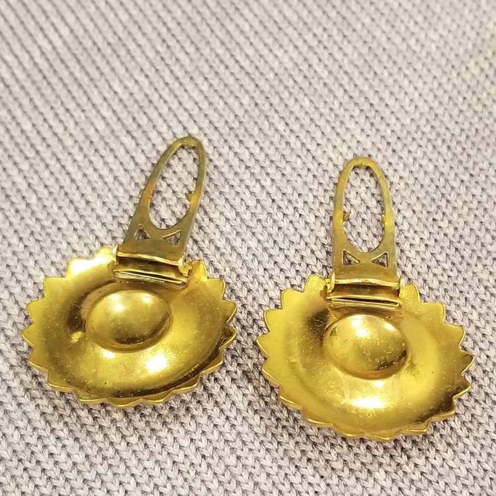 Vintage Monet Radiant Gold Dress Or Scarf Clips Sunflower Style - Picture 4 of 4